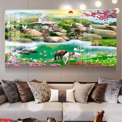 Tải về file gốc Tranh sơn thủy thác nước PT6684 (chuẩn in ấn)