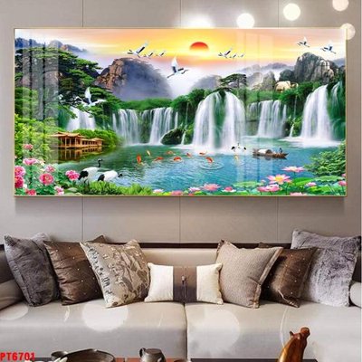Download file tranh PSD Tranh sơn thủy thác nước PT6701 để chỉnh sửa