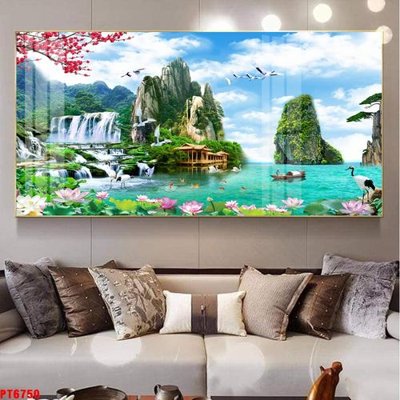 Tải file Tranh sơn thủy thác nước PT6750 (gốc) in trên mọi chất liệu