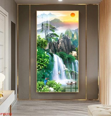 File gốc Tranh sơn thủy thác nước PT6752 (cho in ấn) độc quyền