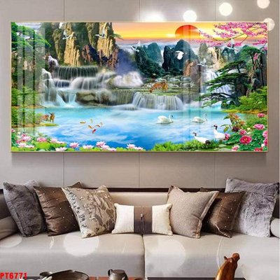 File gốc Tranh sơn thủy thác nước PT6771 (cho in ấn) từ Filetranh.com