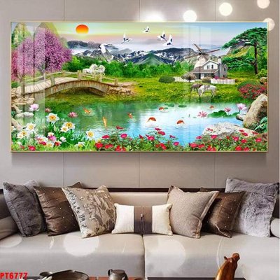 File ảnh Tranh sơn thủy thác nước PT6777 (gốc) in Hiflex