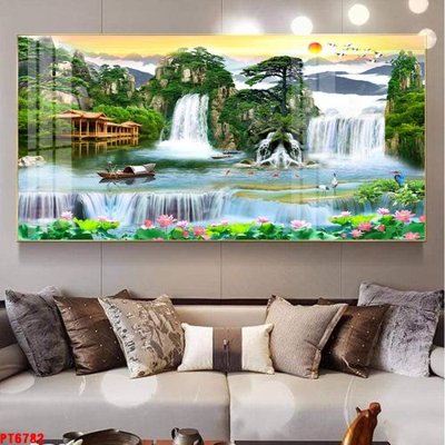 Download file tranh Tranh sơn thủy thác nước PT6782 (file gốc PSD)