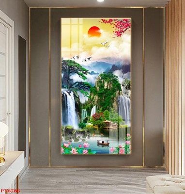 File gốc Tranh sơn thủy thác nước PT6786 (phiên bản chuẩn) để in ấn