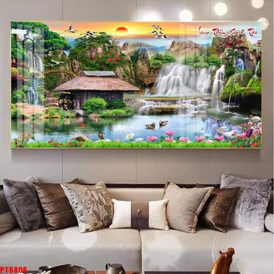 Download file Tranh sơn thủy thác nước PT6806 (gốc) in mica cao cấp