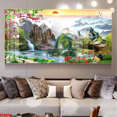 File gốc Tranh sơn thủy thác nước PT6809 (trang trí) phòng trẻ em