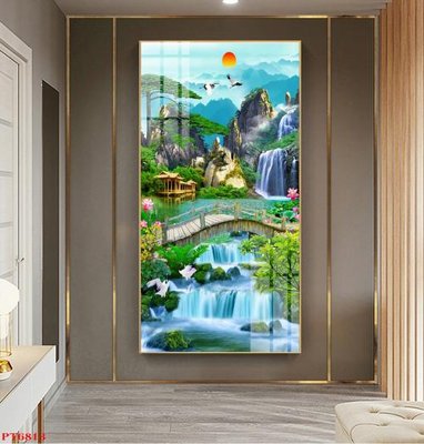 File gốc Tranh sơn thủy thác nước PT6813 (phiên bản chuẩn) để in ấn