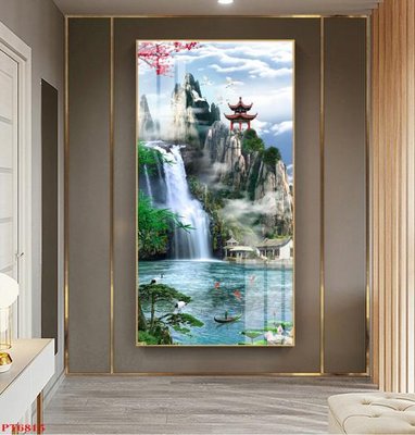 Tệp tin gốc Tranh sơn thủy thác nước PT6815 (chất lượng cao) Tranh sơn thủy thác nước PT6815