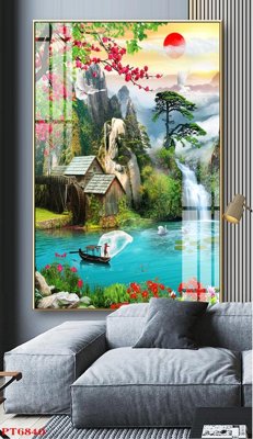 File gốc Tranh sơn thủy thác nước PT6840 (dành cho trang trí nội thất)
