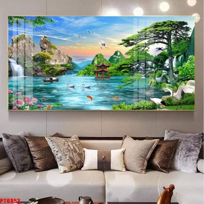 File tranh Tranh sơn thủy thác nước PT6853 (ảnh gốc) độ nét vượt trội