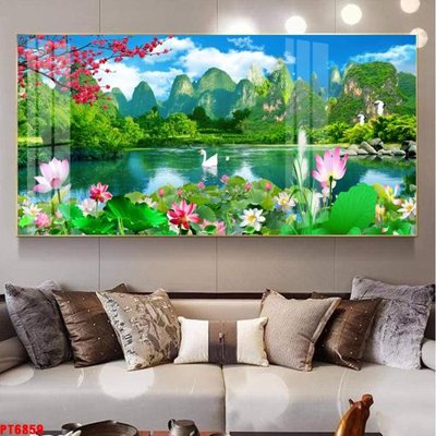 Tải file gốc Tranh sơn thủy thác nước PT6859 (in khổ lớn) không mờ