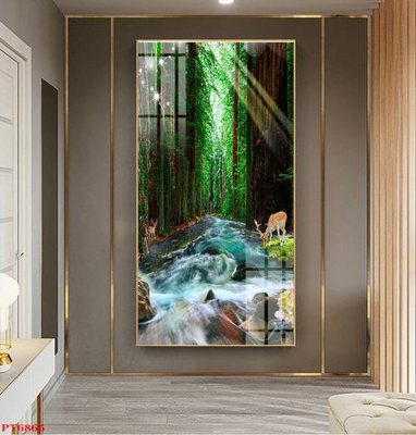 File tranh gốc Tranh sơn thủy thác nước PT6865 (bản quyền) file PSD