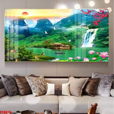 Download file gốc Tranh sơn thủy thác nước PT6876 (độ nét cao)