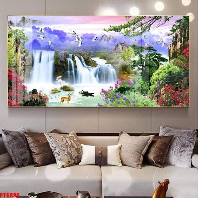 File gốc Tranh sơn thủy thác nước PT6886 (trang trí) phòng ngủ