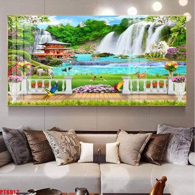 Download file tranh PSD Tranh sơn thủy thác nước PT6917 để chỉnh sửa