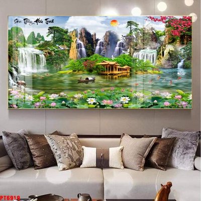 Mua file tranh gốc Tranh sơn thủy thác nước PT6919 tại Filetranh.com