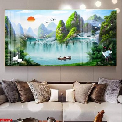 File tranh Tranh sơn thủy thác nước PT6924 (gốc) chủ đề trẻ em