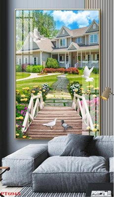 File tranh Tranh sơn thủy thác nước PT6945 (bản gốc) treo phòng ăn