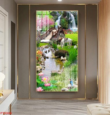 File gốc Tranh sơn thủy thác nước PT6956 (cho in ấn) từ Filetranh.com