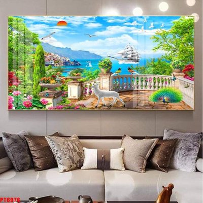 Hình ảnh file gốc Tranh sơn thủy thác nước PT6976 cho in UV