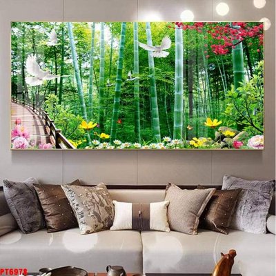 File gốc Tranh sơn thủy thác nước PT6978 (in mica) cắt laser