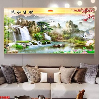 File in ấn cao cấp Tranh sơn thủy thác nước PT6982 (file gốc)