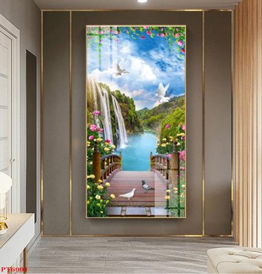 Tải file gốc Tranh sơn thủy thác nước PT6991 (in bạt) quảng cáo