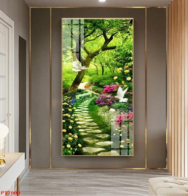 File tranh Tranh sơn thủy thác nước PT7000 (ảnh gốc) in trần 3D