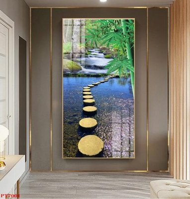 Download file Tranh sơn thủy thác nước PT7001 (gốc) in mica cao cấp