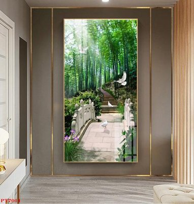 Tải file Tranh sơn thủy thác nước PT7011 (gốc) làm tranh trang trí