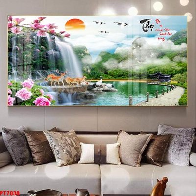 Tải file gốc Tranh sơn thủy thác nước PT7030 (in không vỡ ảnh)