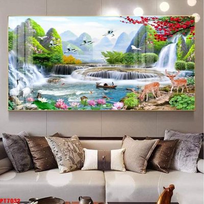 File tranh Tranh sơn thủy thác nước PT7032 (ảnh gốc) sắc nét hoàn hảo