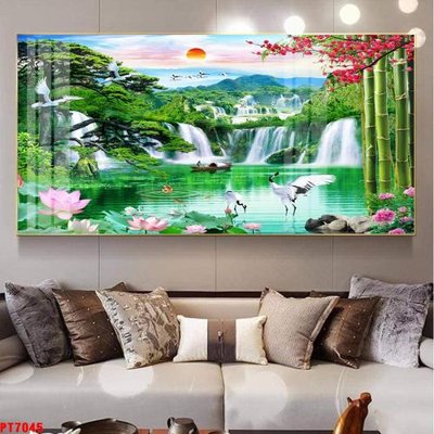 Tải về hình ảnh gốc Tranh sơn thủy thác nước PT7045 sắc nét
