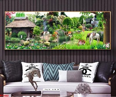 Download file Tranh sơn thủy thác nước PT7052 (gốc) in mica đèn LED