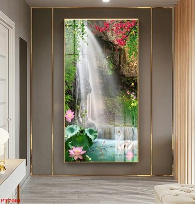 File PSD Tranh sơn thủy thác nước PT7061 (chất lượng in ấn)