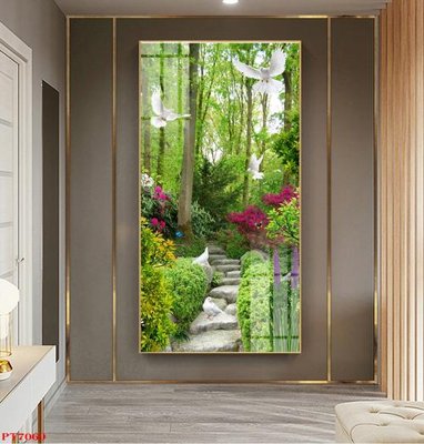 Download file gốc Tranh sơn thủy thác nước PT7069 (in lụa) cao cấp