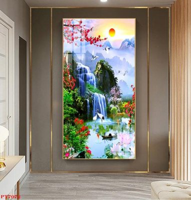 Tải file Tranh sơn thủy thác nước PT7072 (gốc) in nhanh