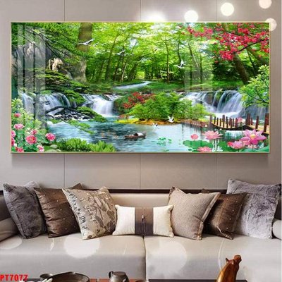 File PSD Tranh sơn thủy thác nước PT7077 (bản gốc) dễ dàng edit