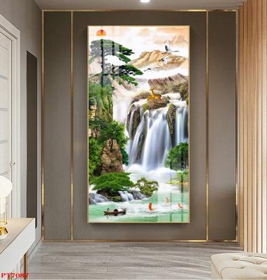 File PSD Tranh sơn thủy thác nước PT7087 (gốc) tách lớp chi tiết