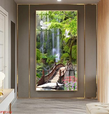 File in trần Tranh sơn thủy thác nước PT7112 (bản gốc) hoa văn