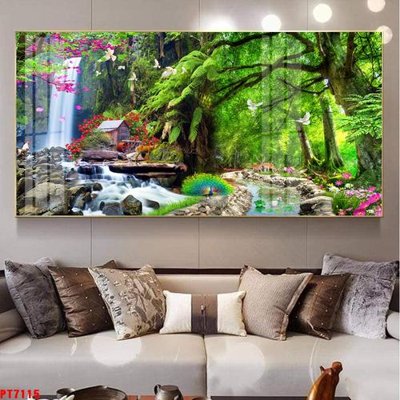 File in mica Tranh sơn thủy thác nước PT7115 (bản gốc) siêu trong