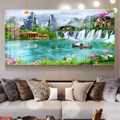 Download file Tranh sơn thủy thác nước PT7132 (chất lượng in ấn)