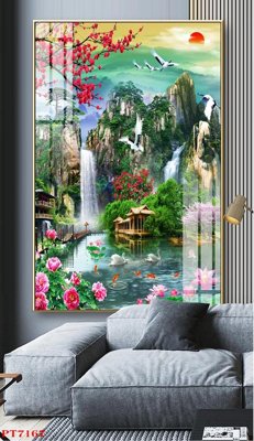 Tải file Tranh sơn thủy thác nước PT7167 (gốc) làm file in ấn