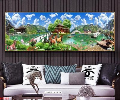 File ảnh Tranh sơn thủy thác nước PT7171 (gốc) in quảng cáo ngoài trời