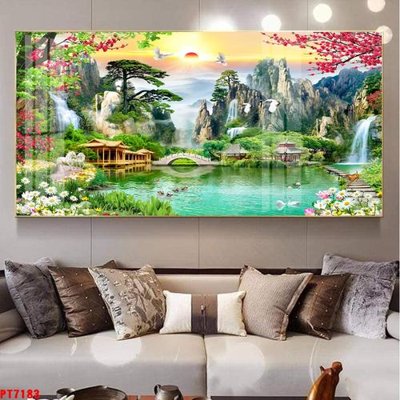 Tải file Tranh sơn thủy thác nước PT7183 (gốc) để in ấn ngay