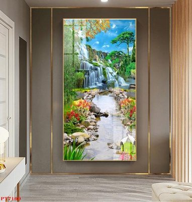 Tải file gốc Tranh sơn thủy thác nước PT7190 (bản PSD) chỉnh sửa được