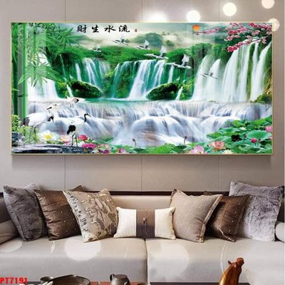 Download file gốc Tranh sơn thủy thác nước PT7191 (in mica) trang trí