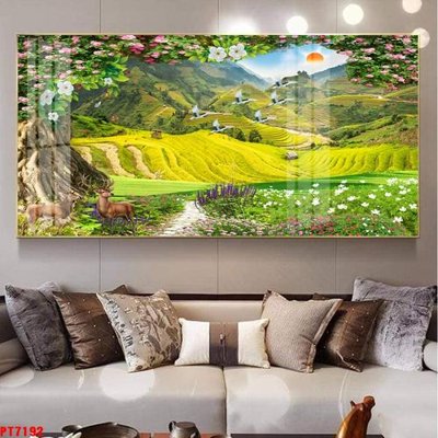 File tranh in trần Tranh sơn thủy thác nước PT7192 (ảnh gốc siêu nét)