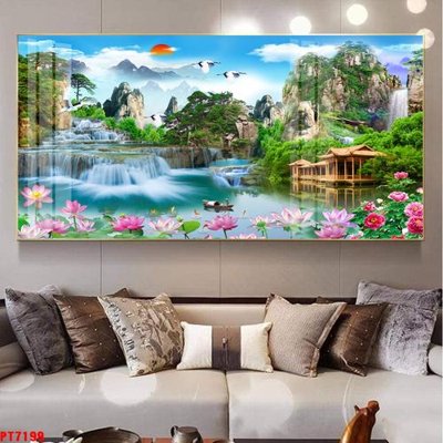 Tải về file gốc Tranh sơn thủy thác nước PT7199 (dùng cho in quảng cáo)