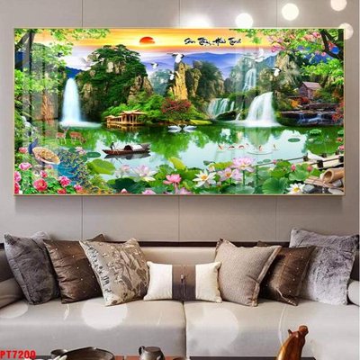File tranh Tranh sơn thủy thác nước PT7200 (gốc) chủ đề trẻ em